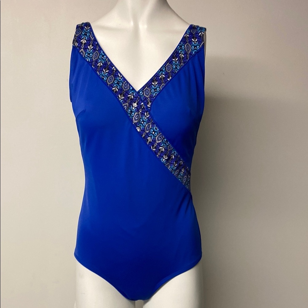 ROXANNE Royal Blue One-Piece Swimsuit with Embellished Trim